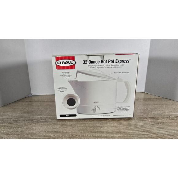 RIVAL Hot Pot Express #4071 Flip Top Adjustable Heat Setting White 32 Oz - Picture 2 of 5